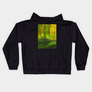 Artificial Intelligence  Green Nature Art- Nature Colored Art - AI Watercolor Kids Hoodie